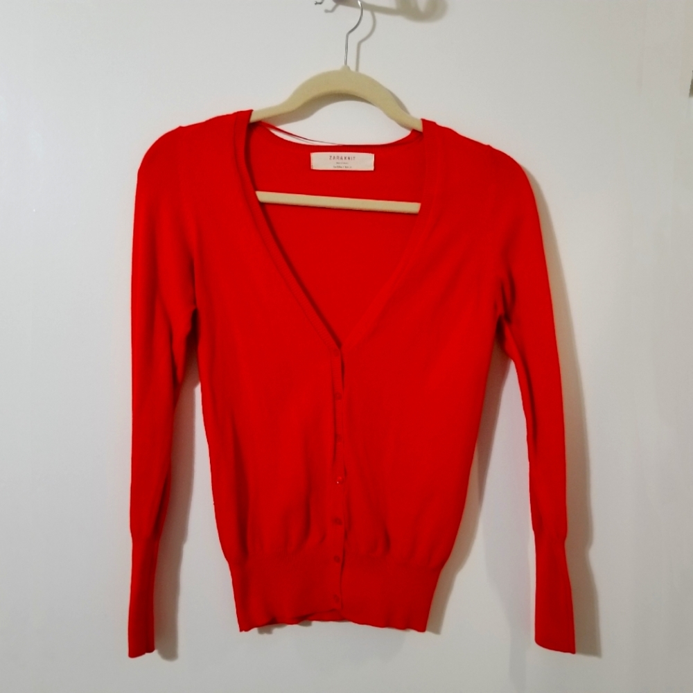Zara, small, red cardigan
